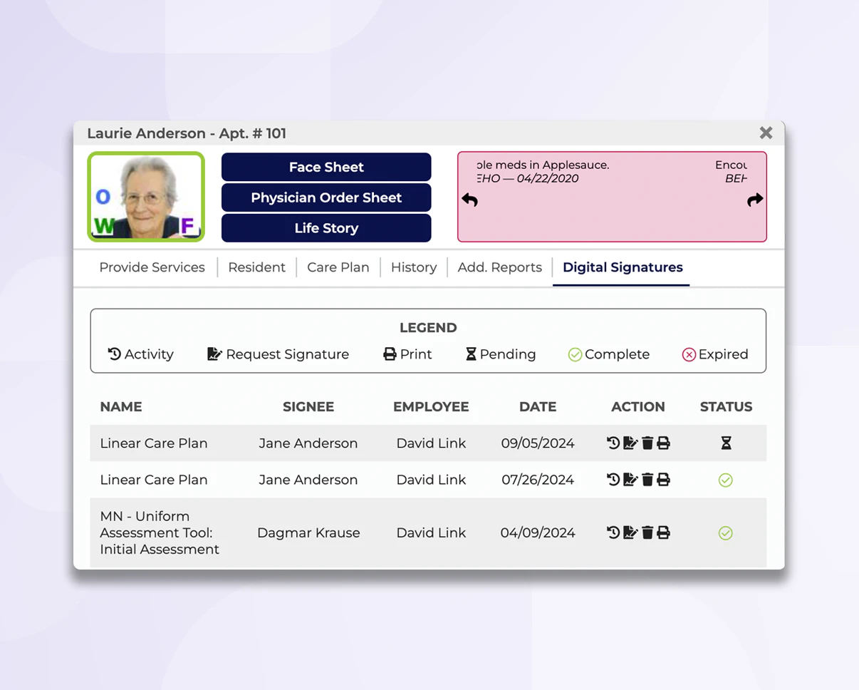 screenshot of ECP EHR